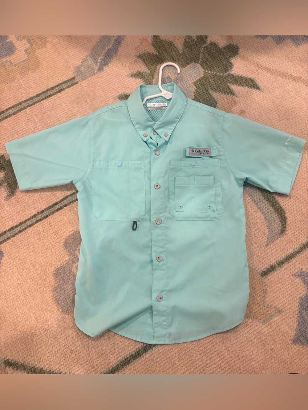 Columbia Aqua Short-Sleeve Button-Down Shirt for Kids